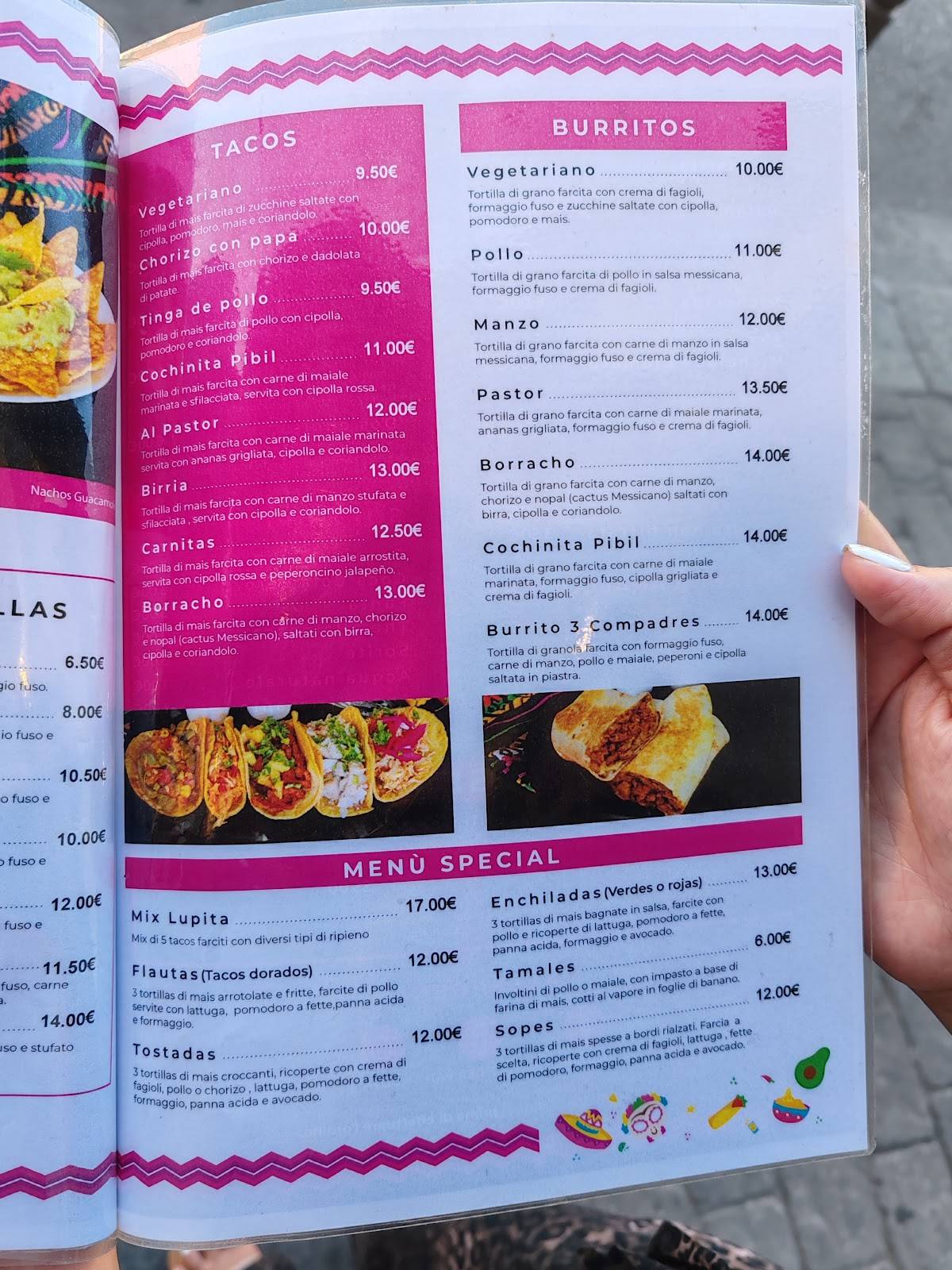 Menu di TacoRRiendo de Lupita 