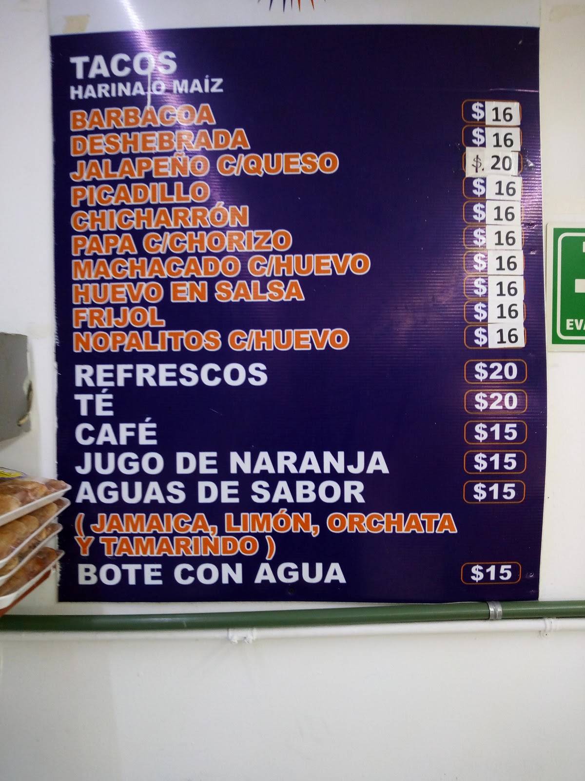 Carta del restaurante Tacos Tío Pedro, Monterrey, Blvrd Acapulco 141