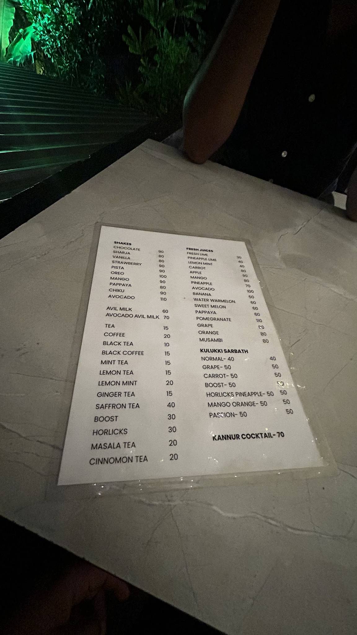 Take Off Cafe menu