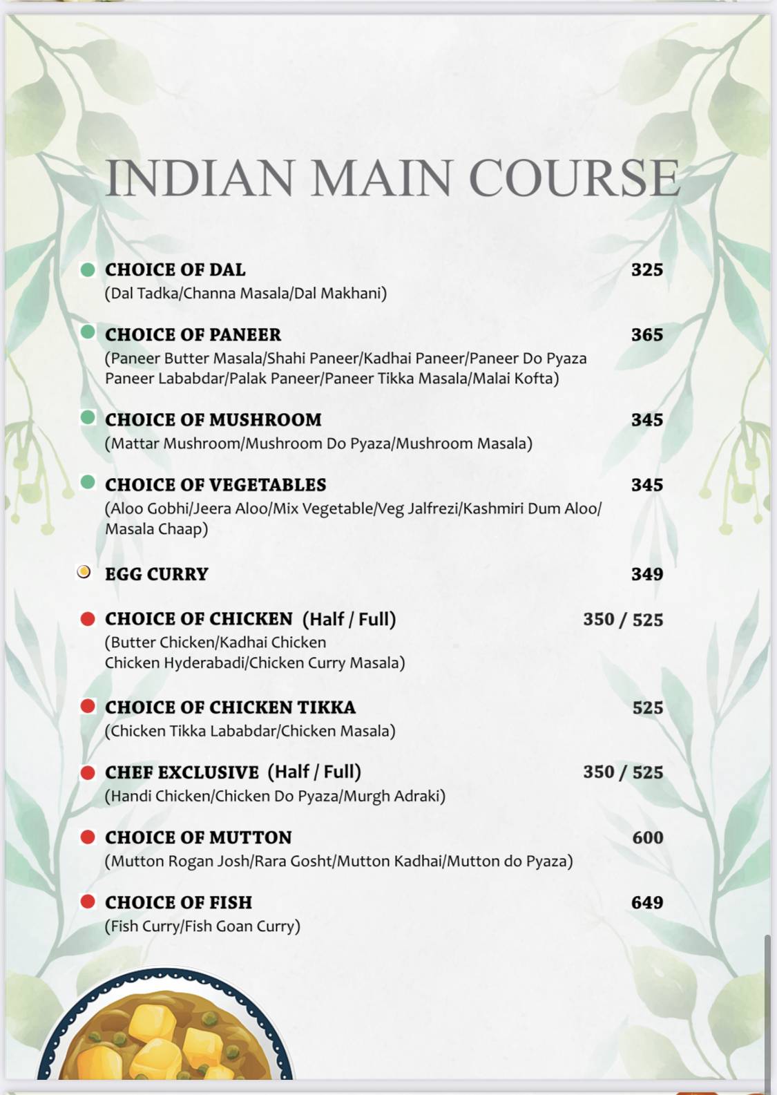 Talab Cafe, Restaurant & Bar menu