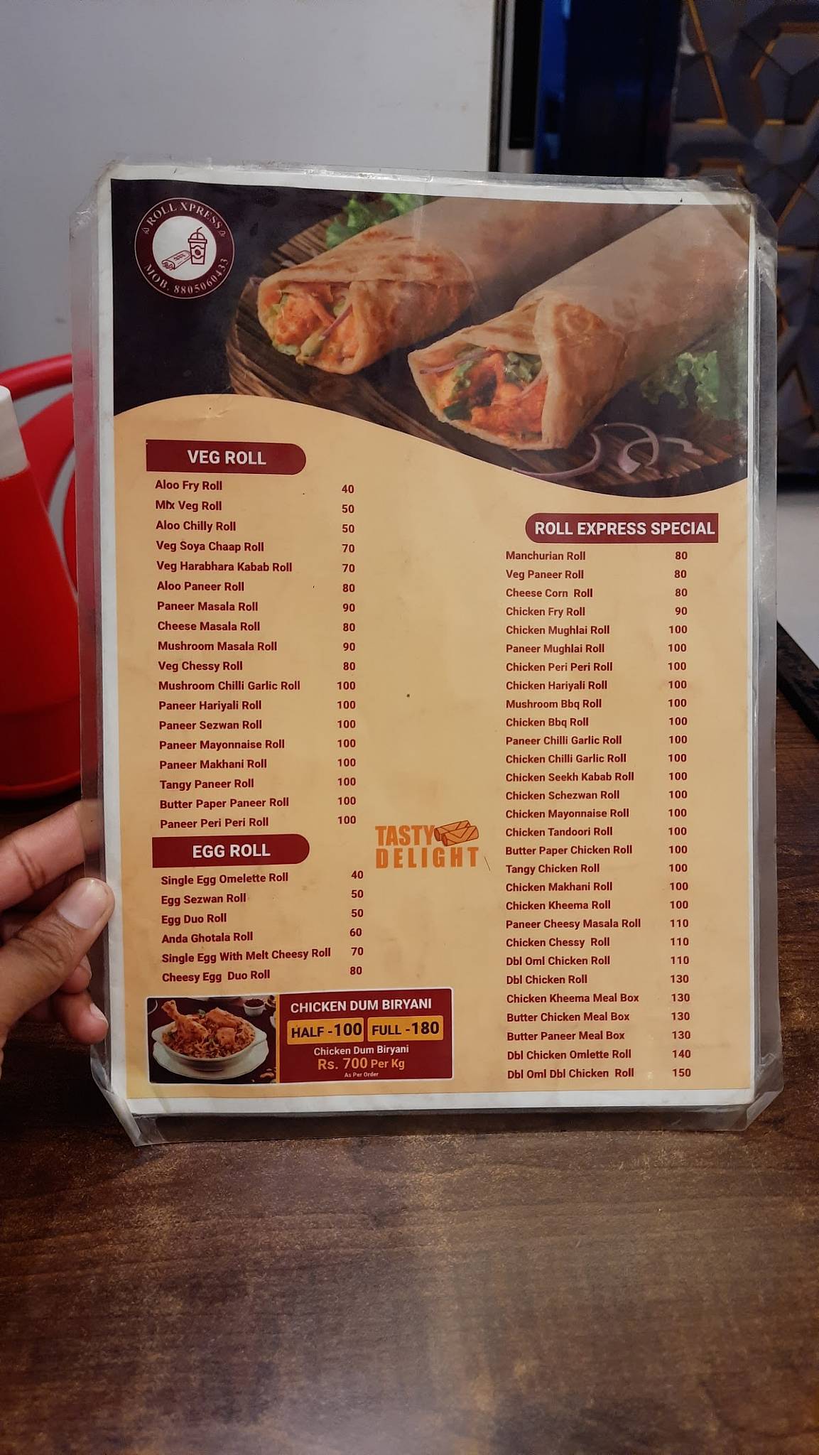 Roll Xpress menu