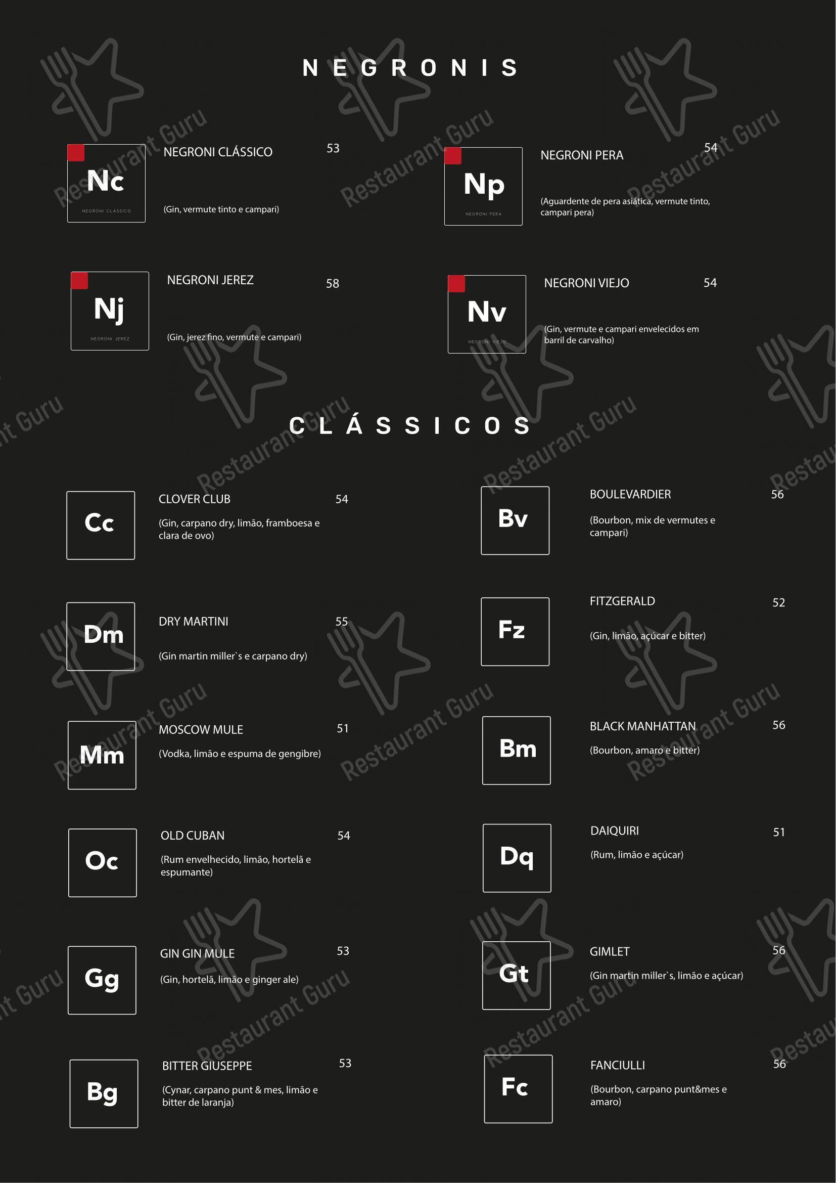 Menu bar para Tanit Culinária Espanhola restaurante