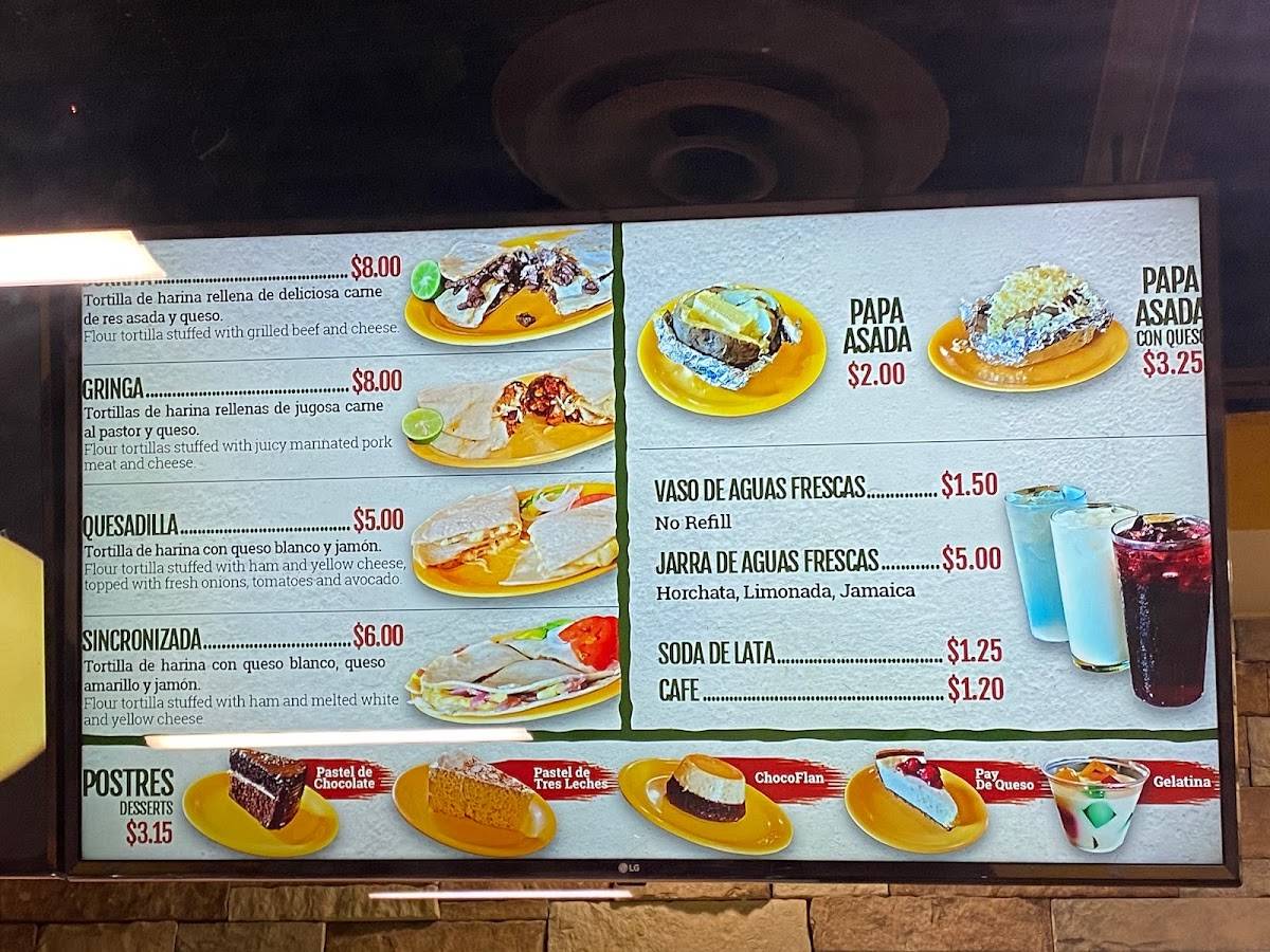 Menu at Taqueria El Cometa restaurant, El Paso, N Mesa St