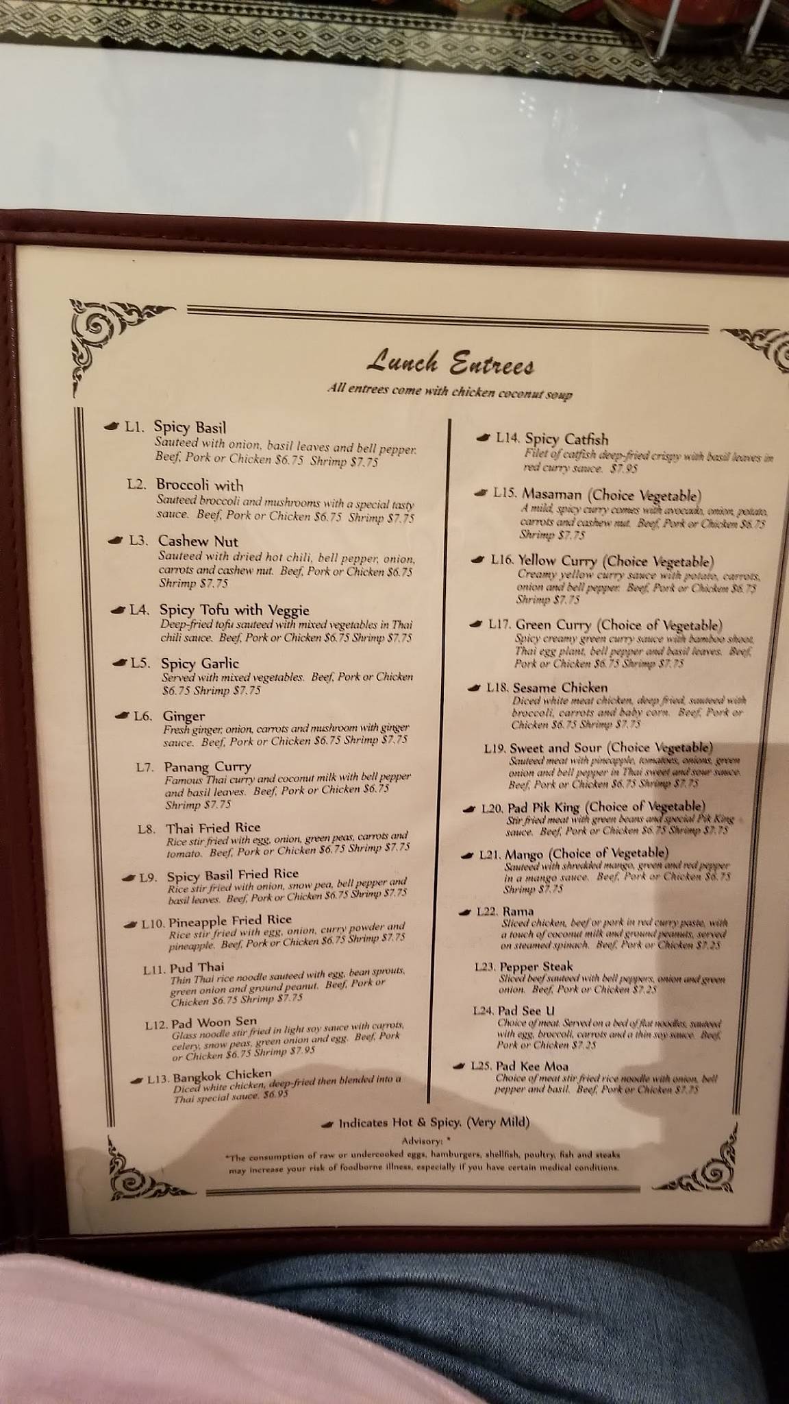 Menu at Taste of Thai restaurant, Douglasville, Chapel Hill Rd # 245