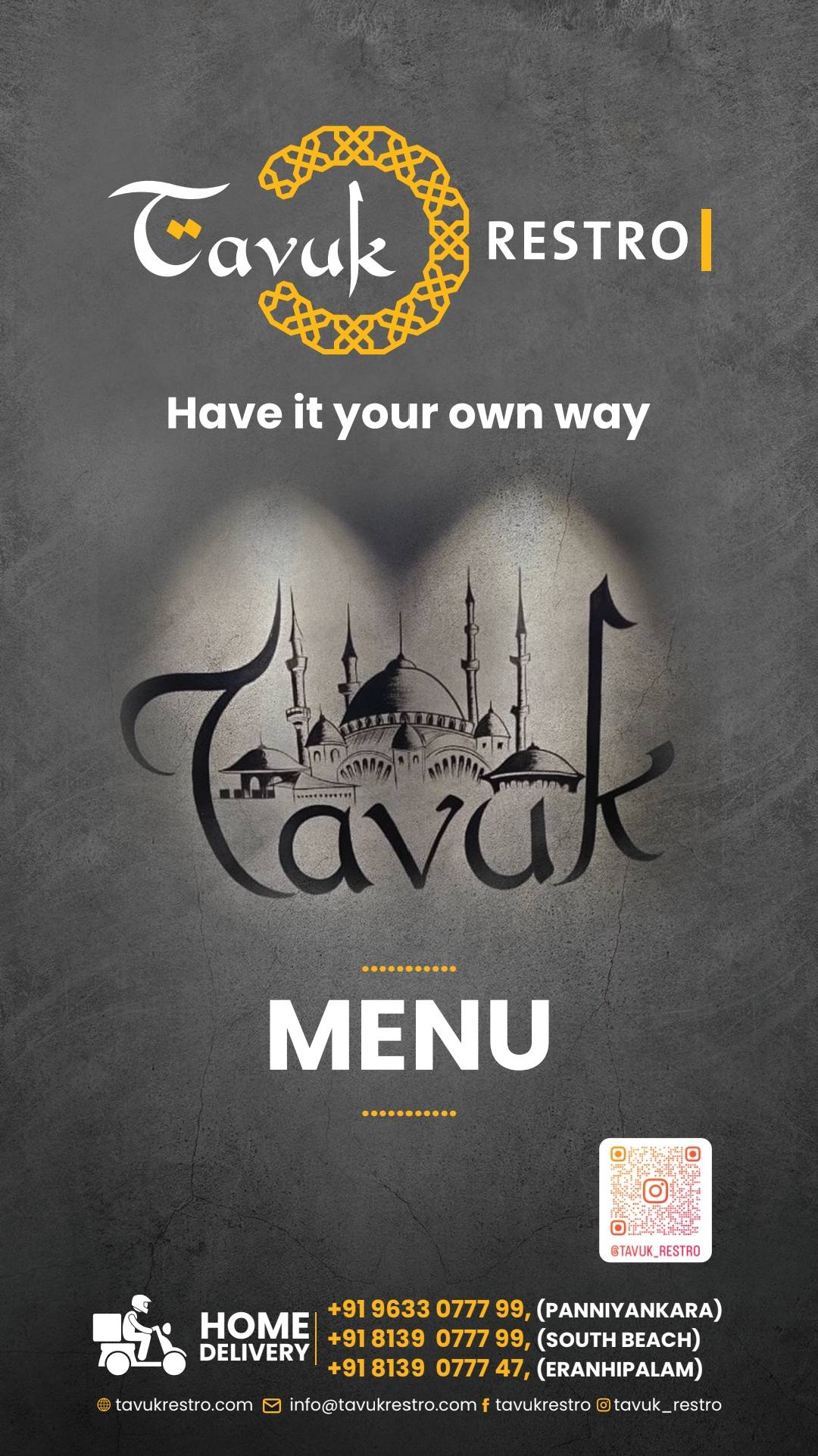 Tavuk Restro Eranhipalam menu