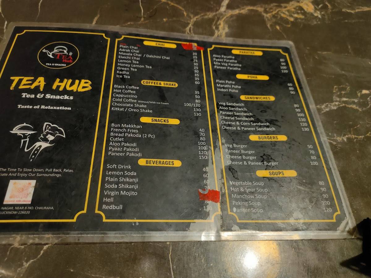 Tea Hub Tea & Snacks menu
