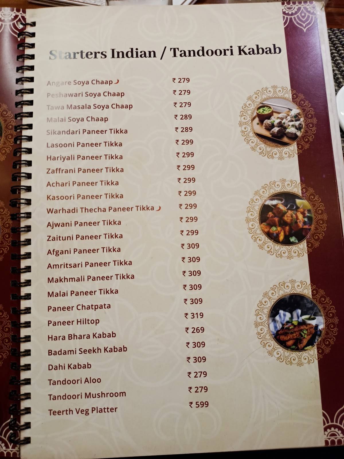 Teerth - Taste Of Veg menu