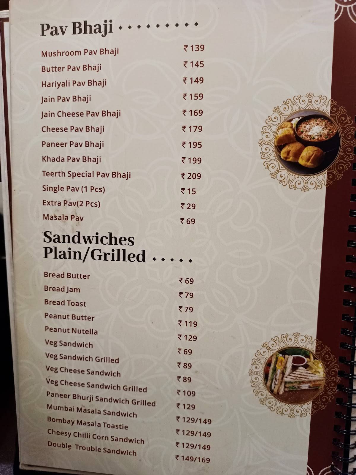 Teerth - Taste Of Veg menu