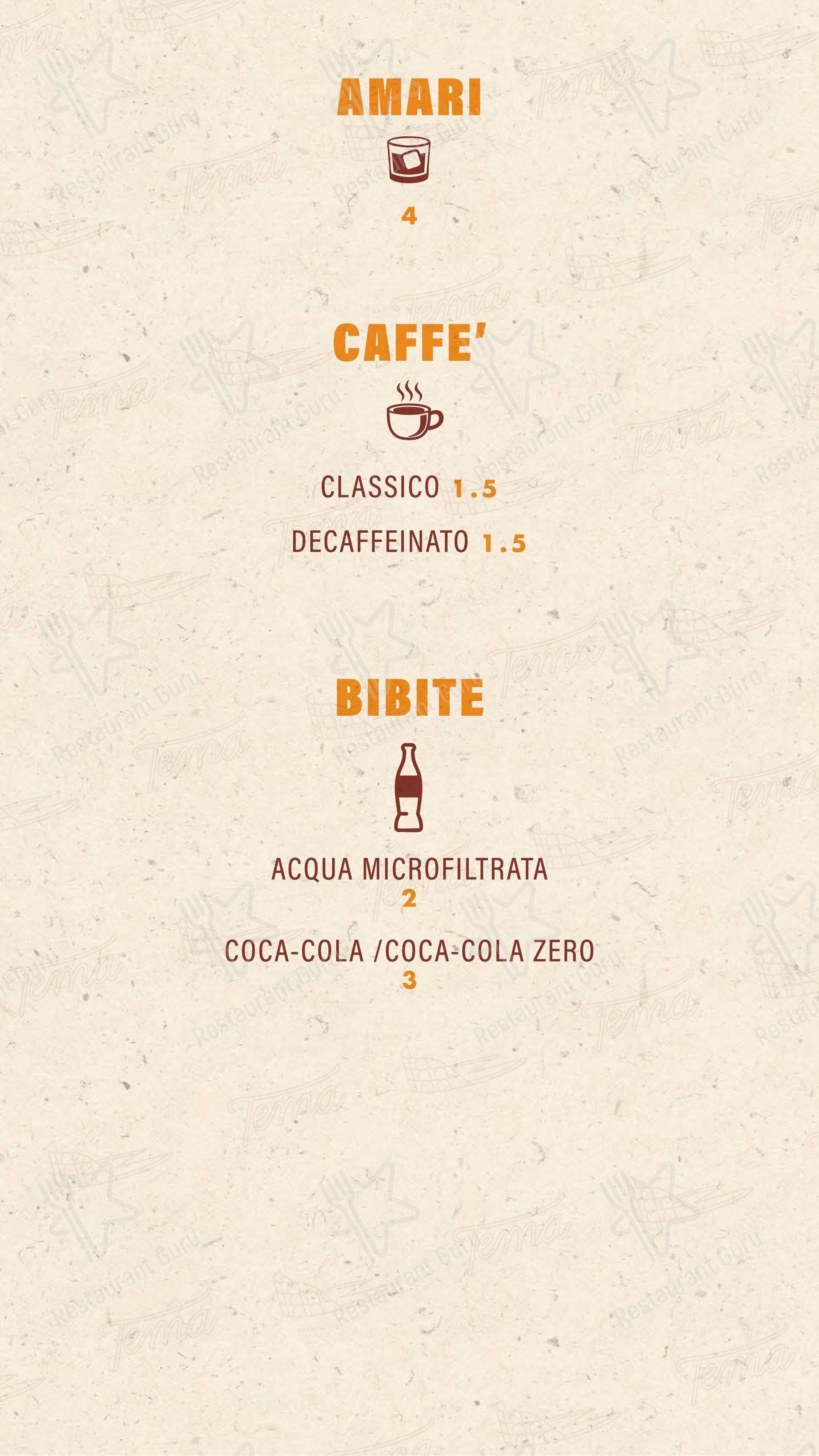 Tema - Roma in una pizza in Aprilia - Menu