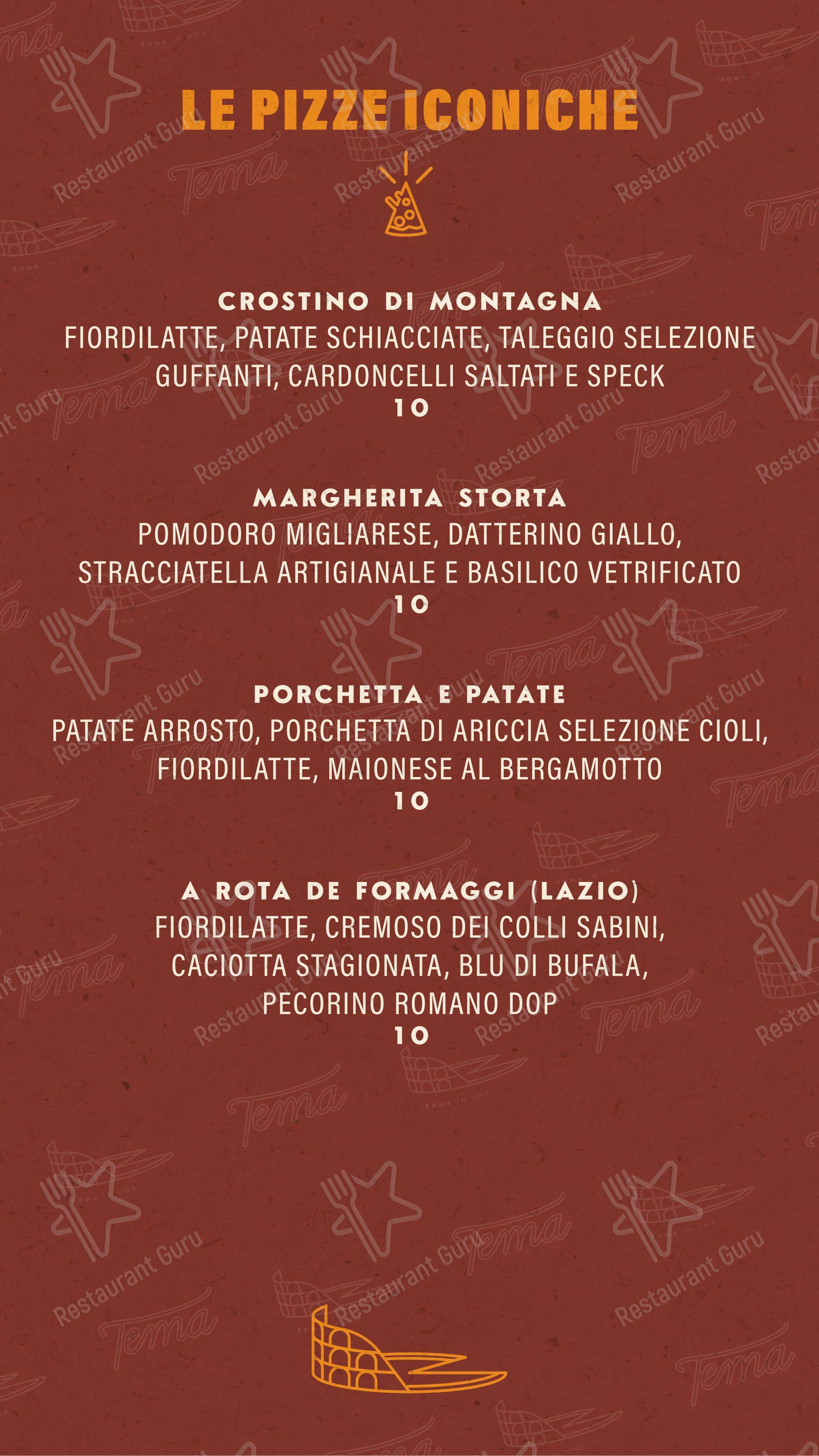 Menu per Tema - Roma in una pizza ristorante