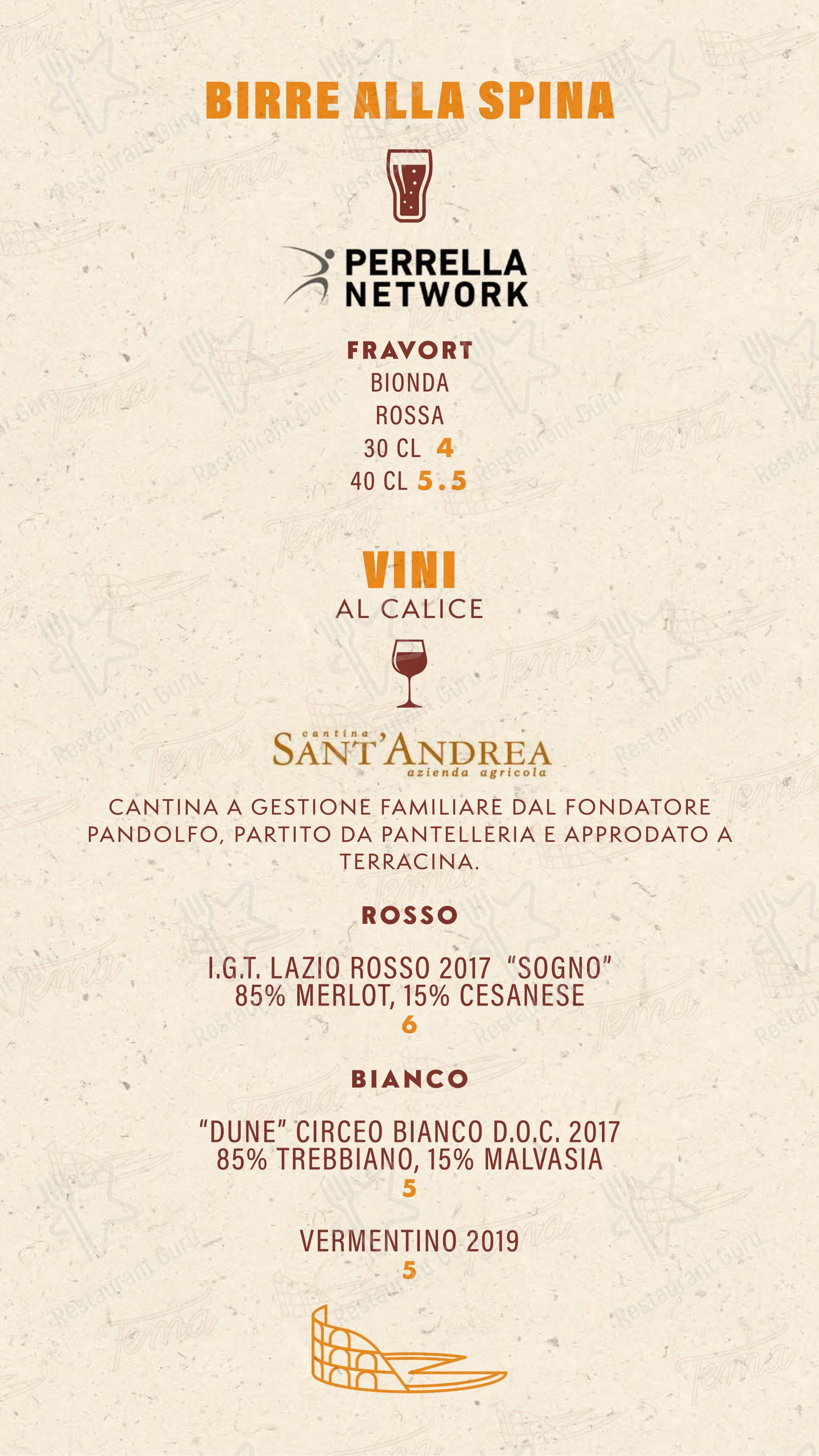 Tema - Roma in una pizza in Aprilia - Menu