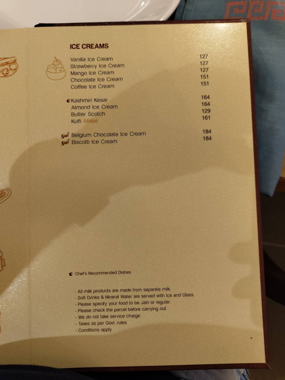 Temptation Restaurant menu