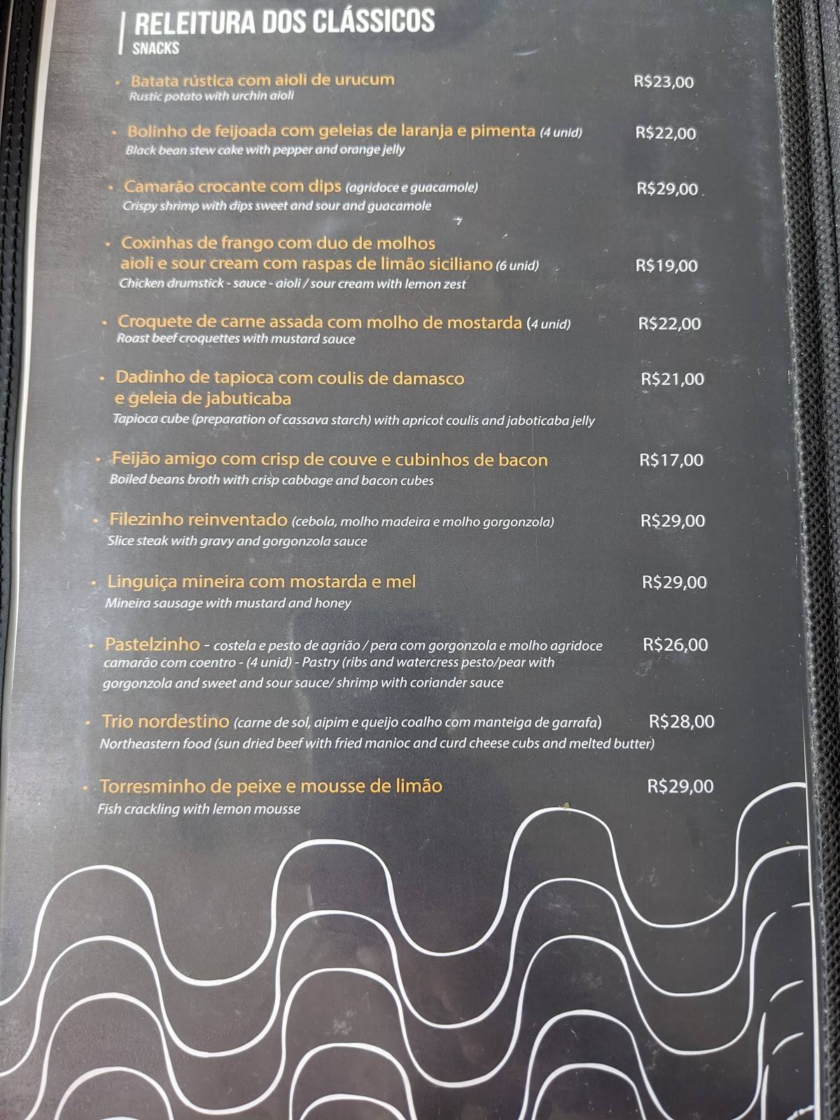 Menu em Terra Brasilis restaurante, Rio de Janeiro, Praça General