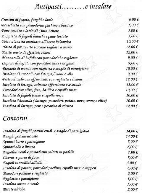 Menu di Terra di Siena 