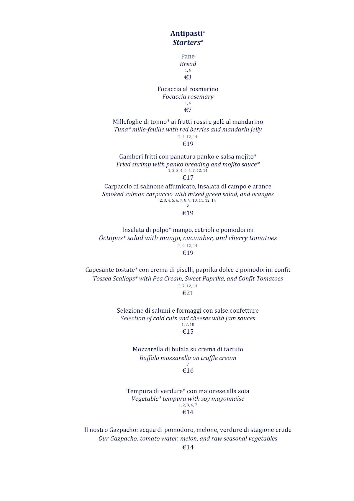 Menu di Terrazza Flavia 
