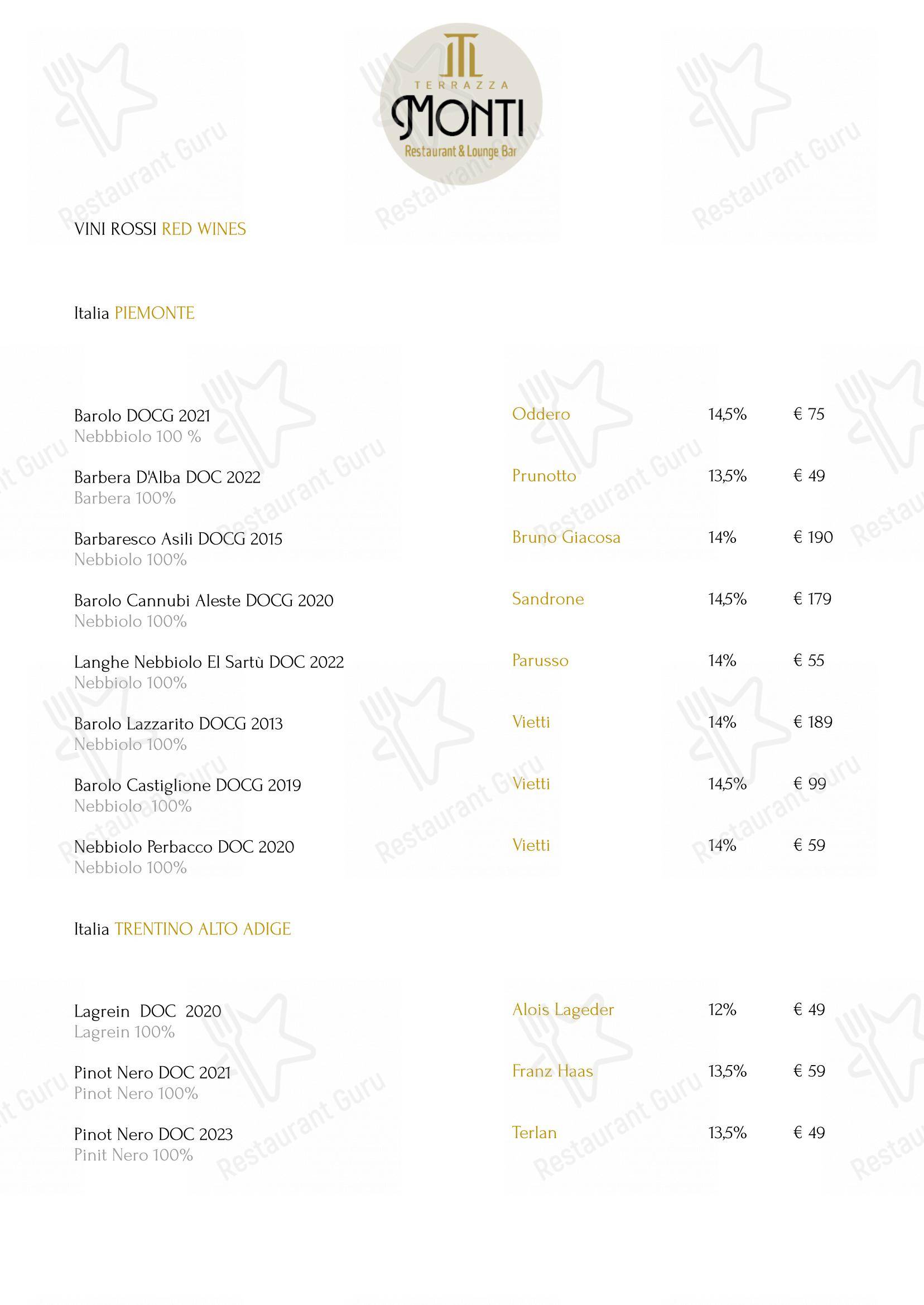 Lunch Menu per Terrazza Monti - Restaurant & Lounge Bar ristorante