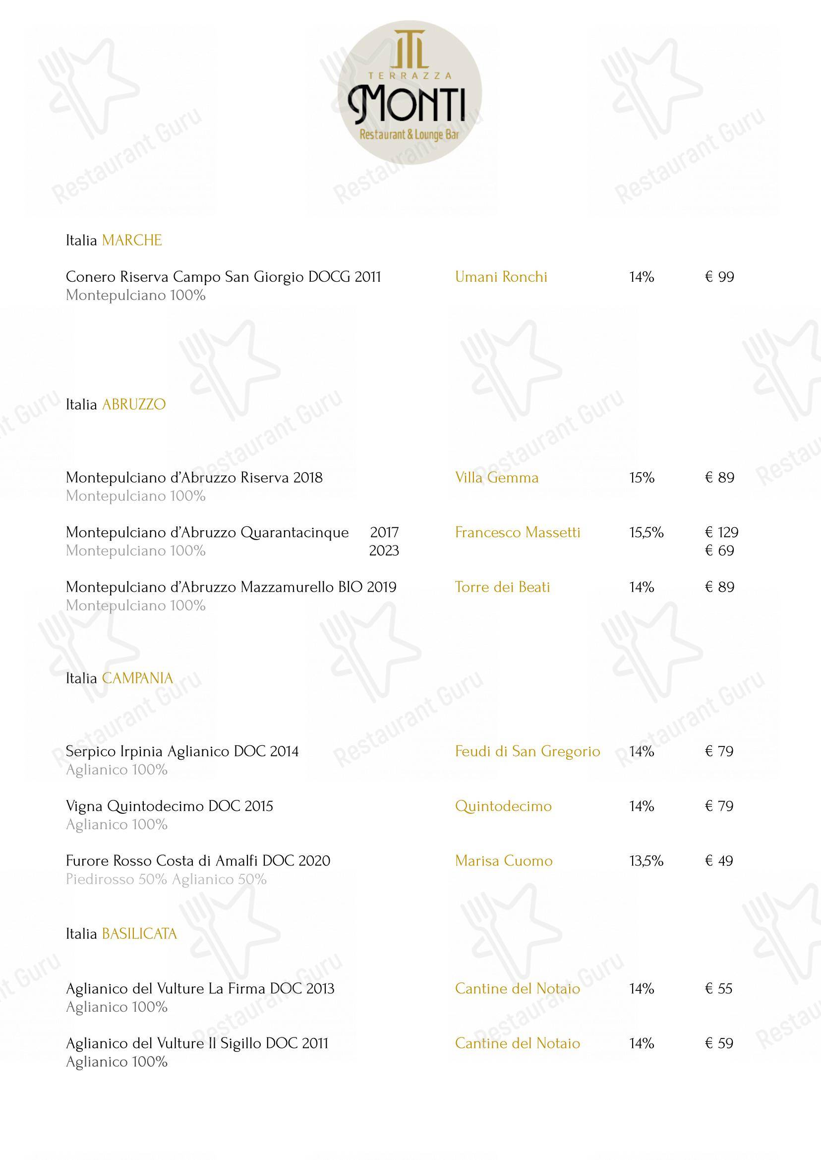 Menu di Terrazza Monti - Restaurant & Lounge Bar - Lunch Menu