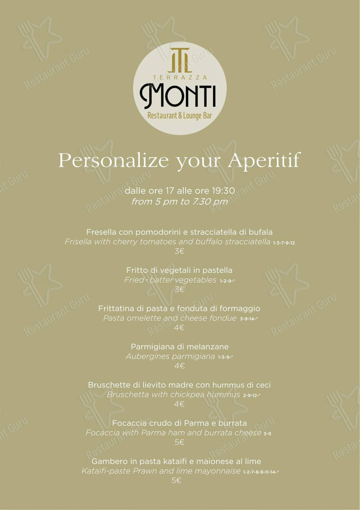 Крафт меню per Terrazza Monti - Restaurant & Lounge Bar ristorante
