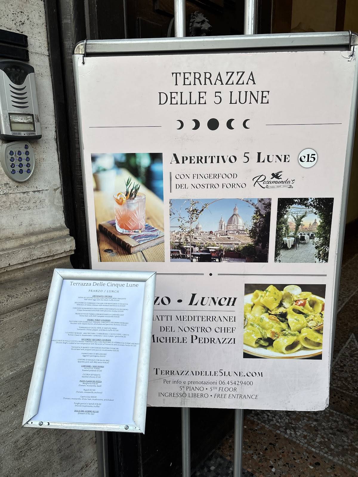 Menu di Terrazza delle 5 lune 