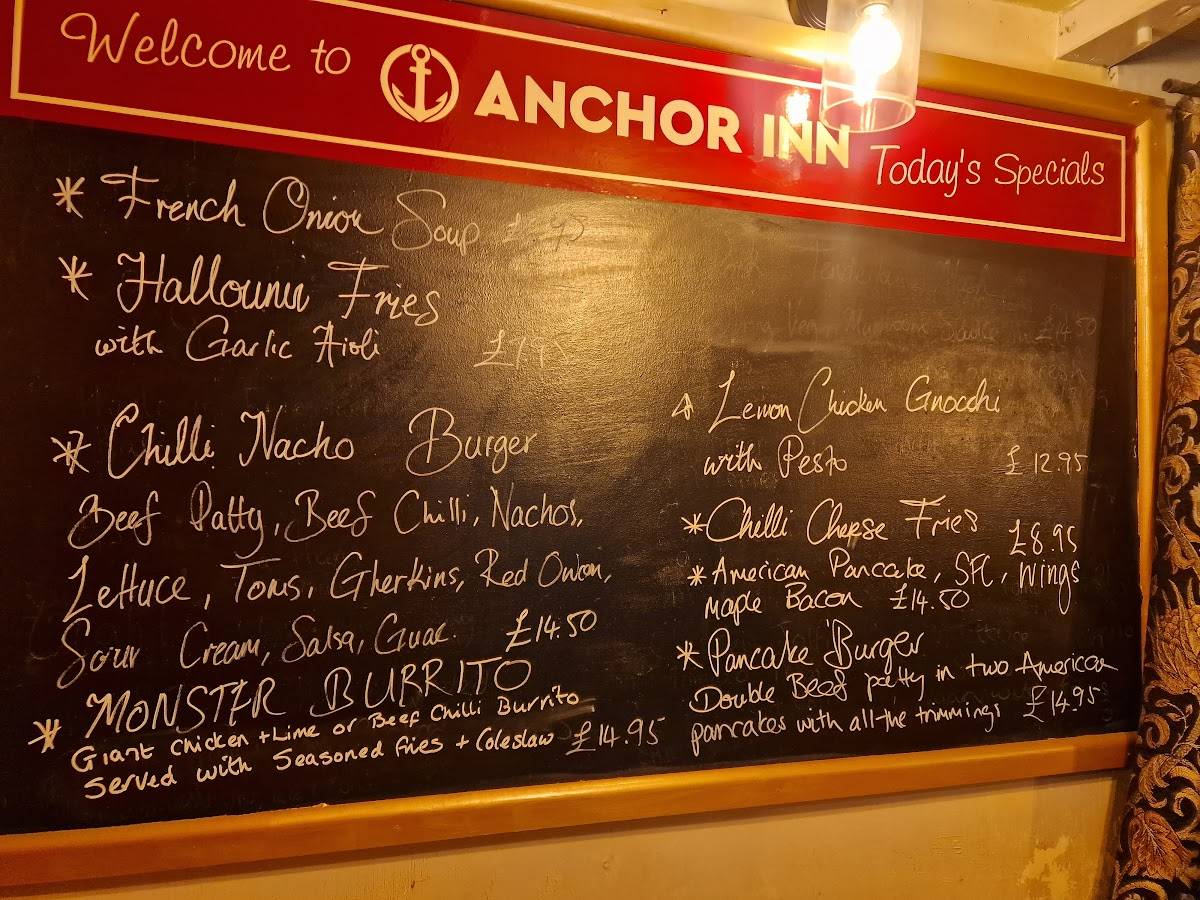 Menu at The Anchor Inn Hartshill pub & bar, Nuneaton