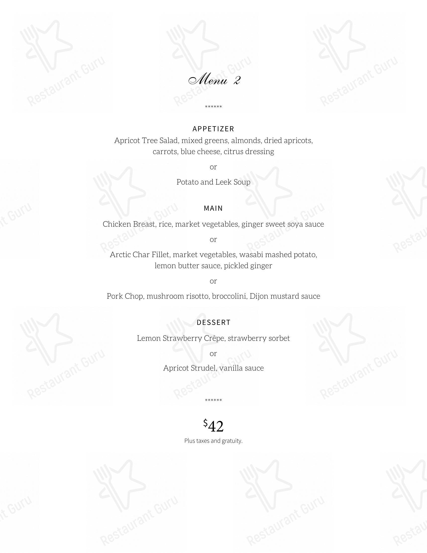 Коктейльная карта pour The Apricot Tree Cafe desserts