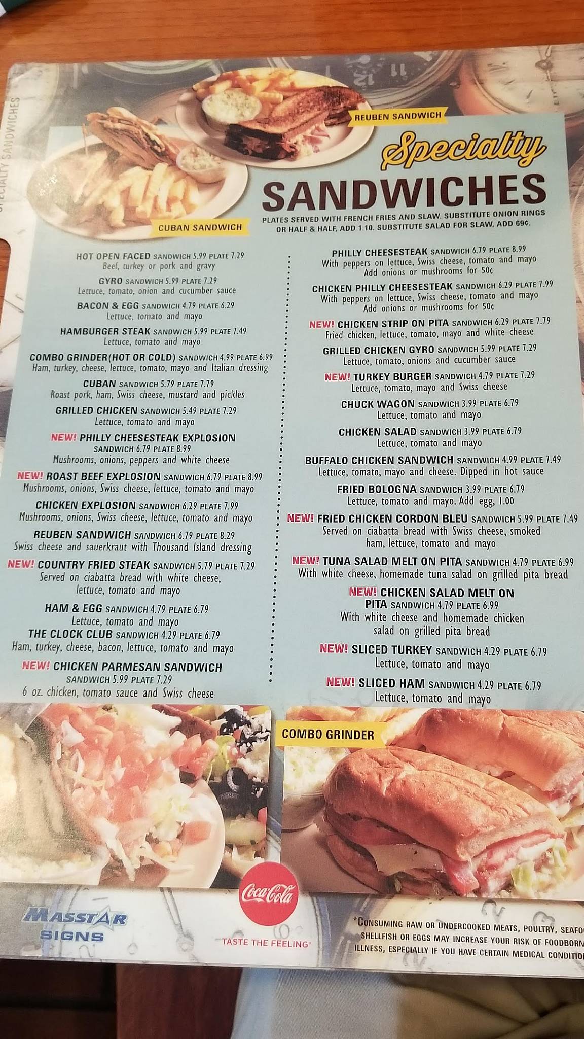 Menu at The BIG Clock of Powdersville restaurant, Greenville, SC153