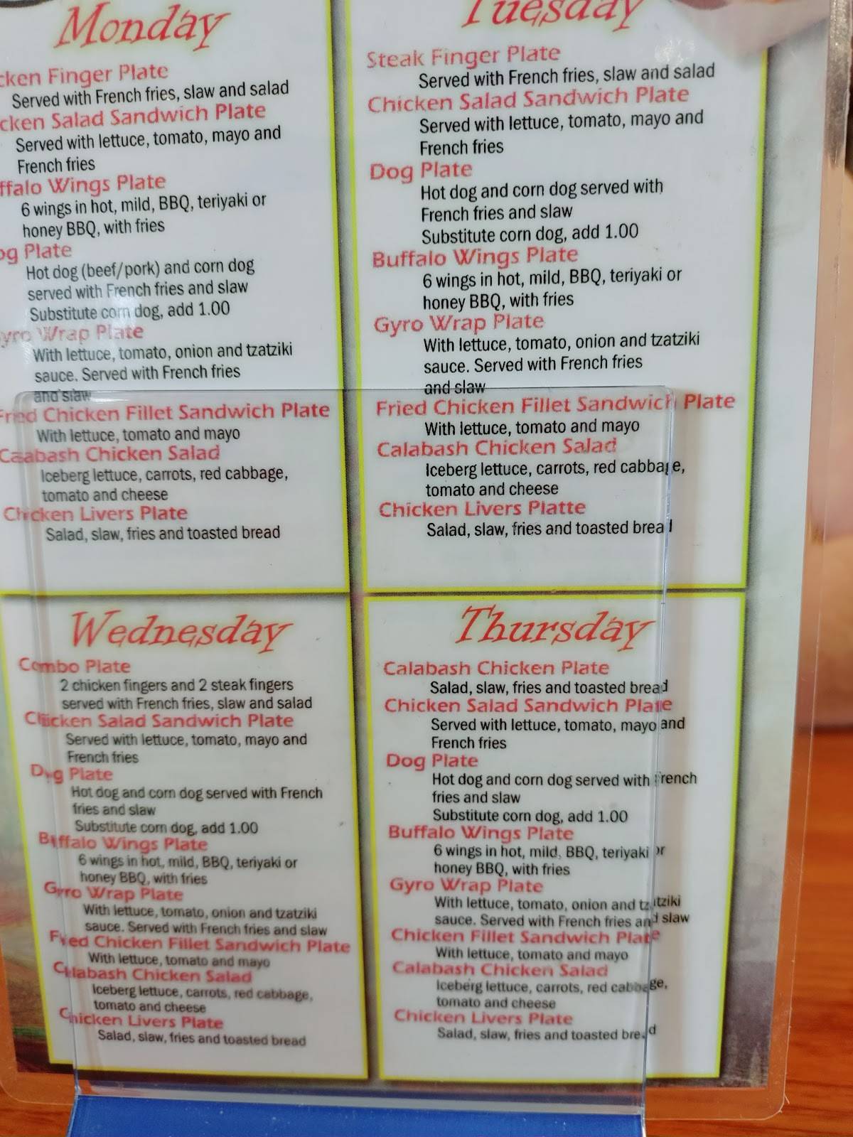 Menu at The BIG Clock of Powdersville restaurant, Greenville, SC153