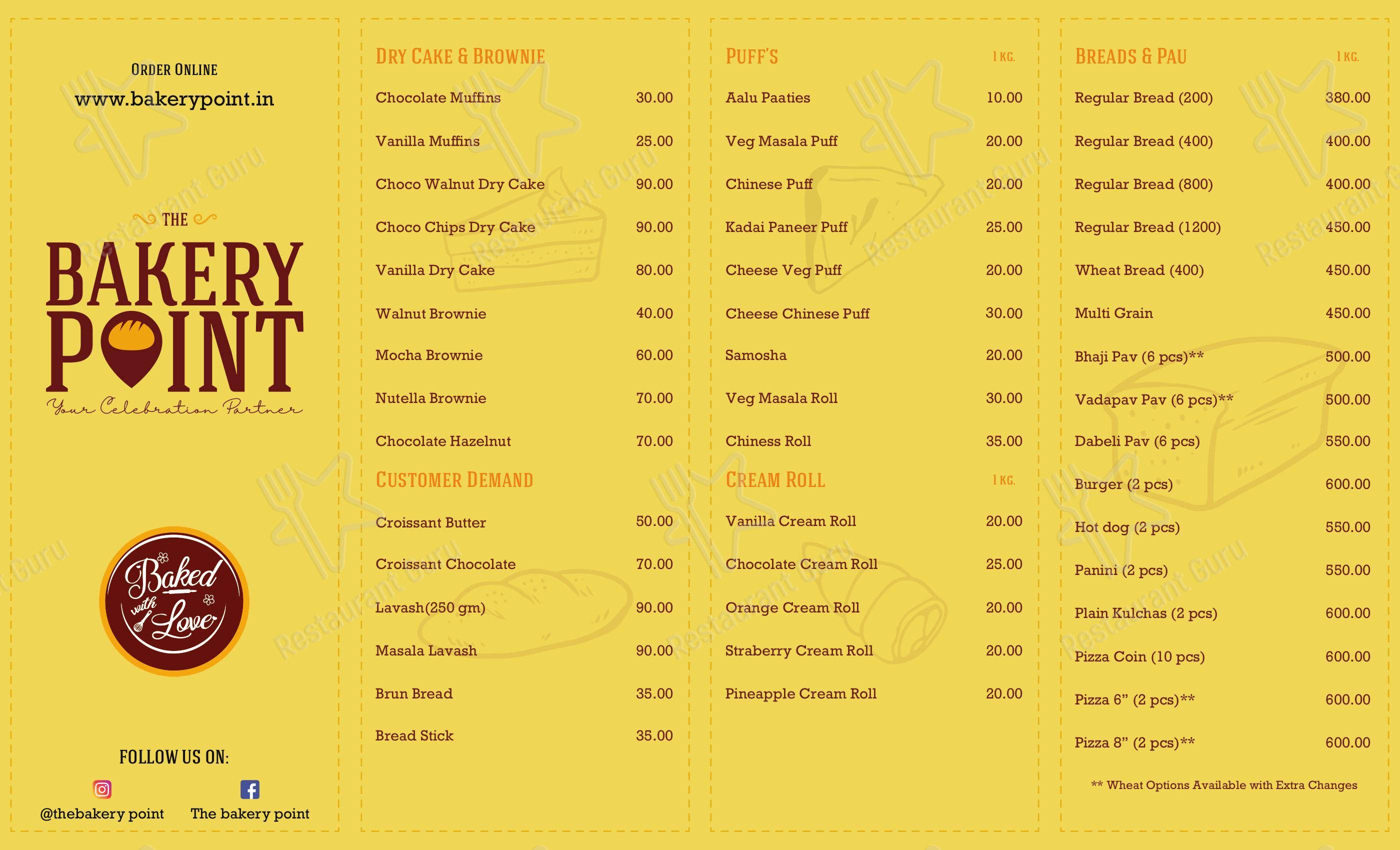 Menu for The Bakery Point in Himmatnagar