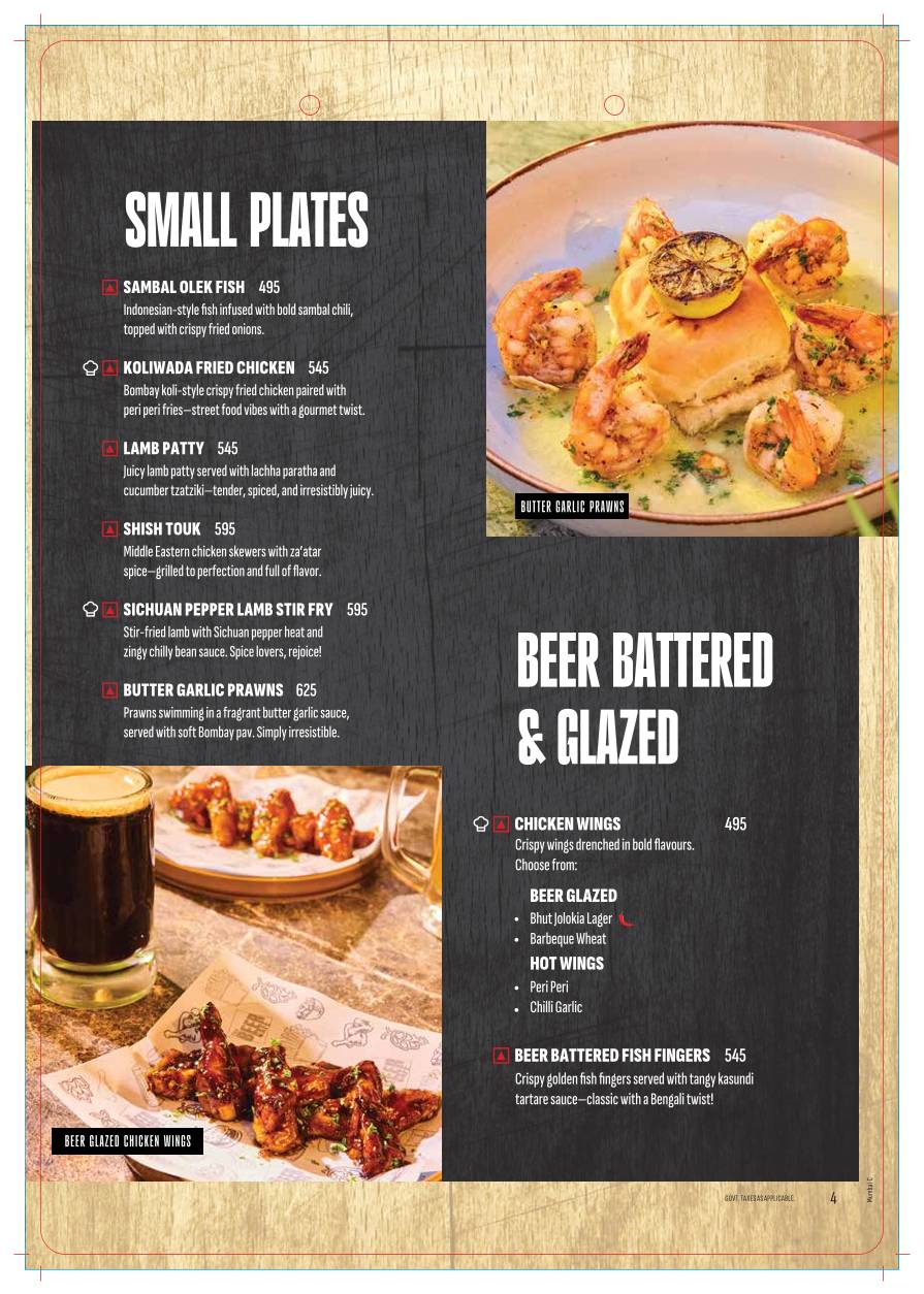 The Beer Café menu