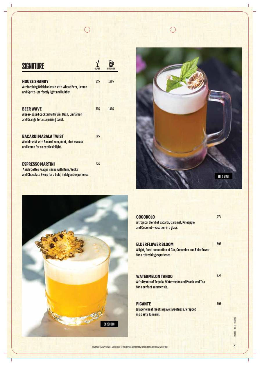 The Beer Café menu