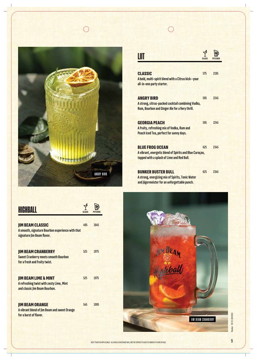 The Beer Café menu