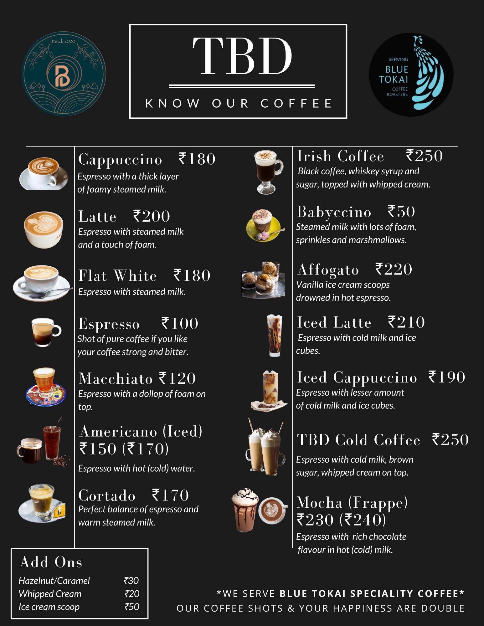 The Blue Danube Cafe & bakery menu