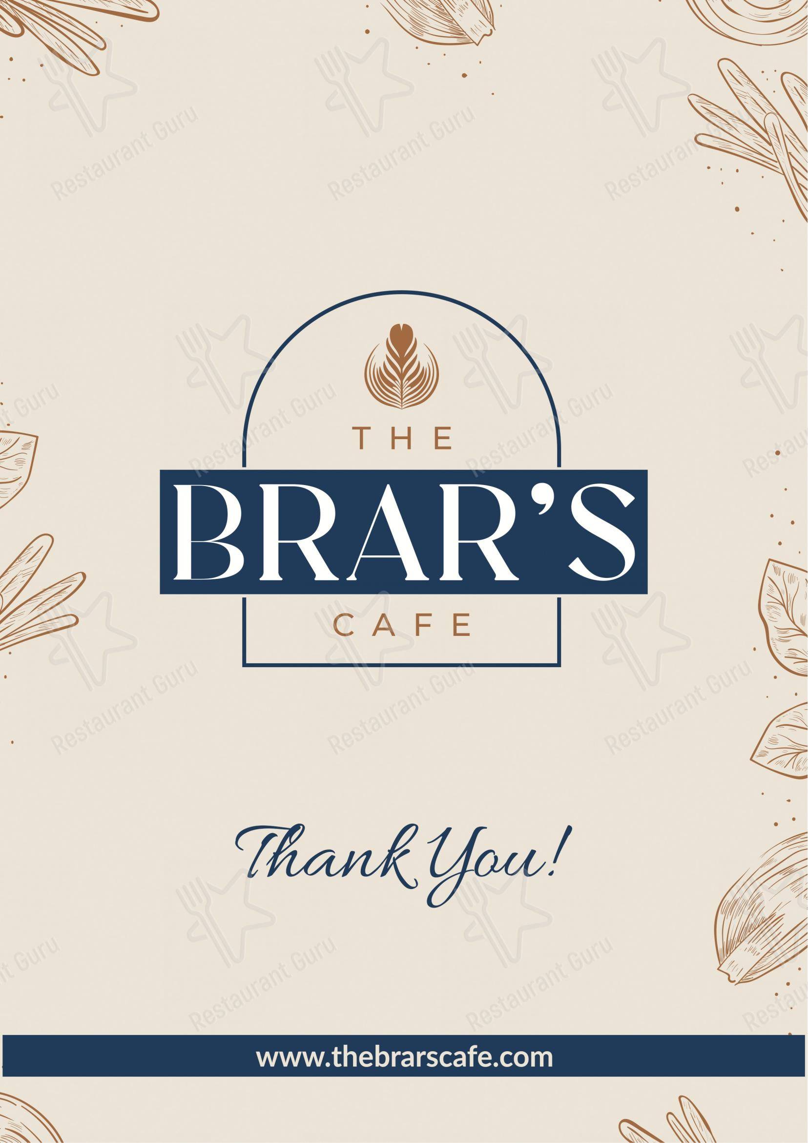 Menu for the The Brar's Cafe restaurant
