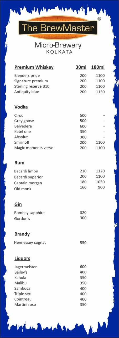 The Brewmaster menu