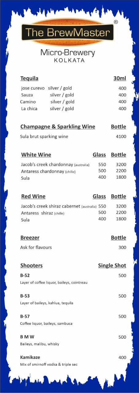 The Brewmaster menu