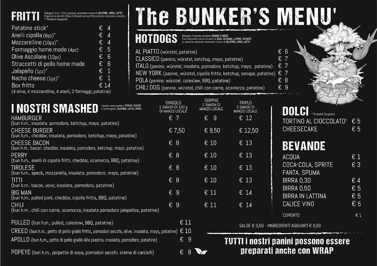 Menu di The Bunker 
