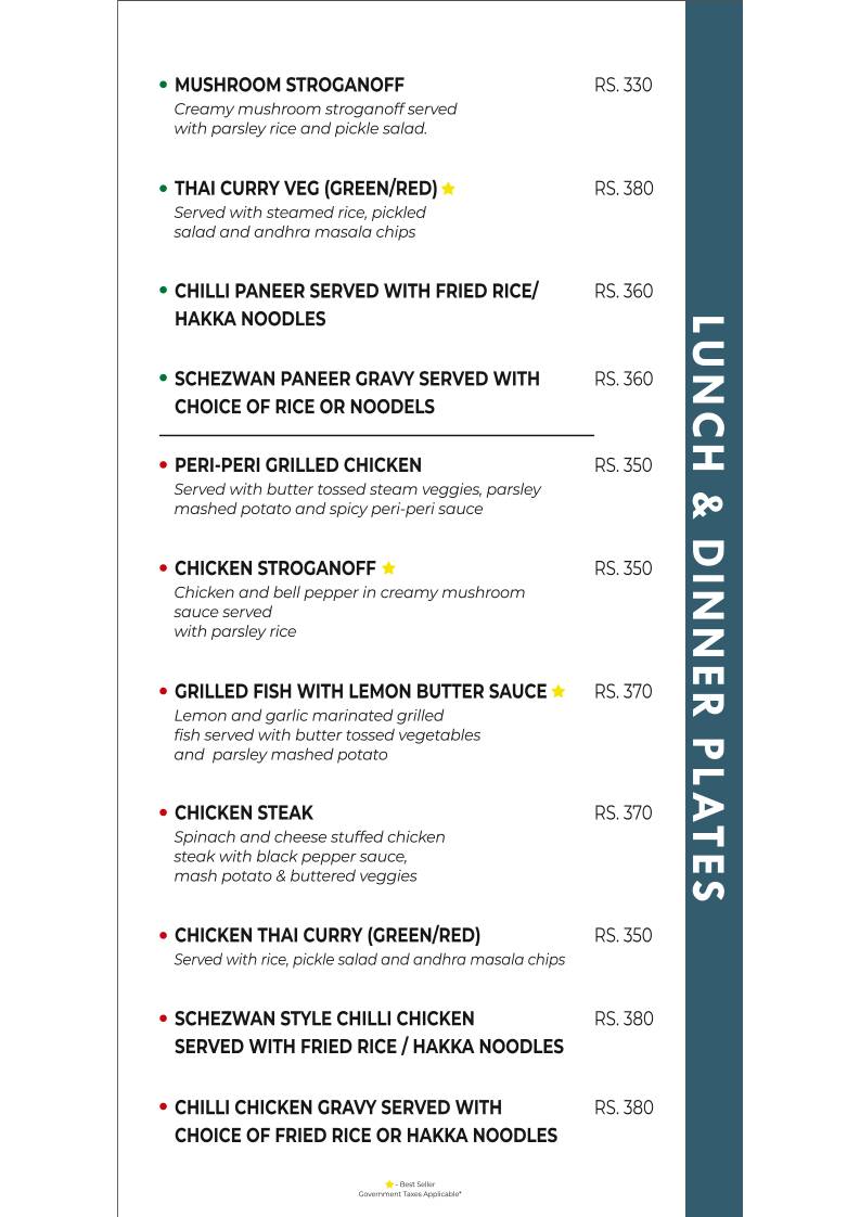 The Cherry Tree Cafe menu