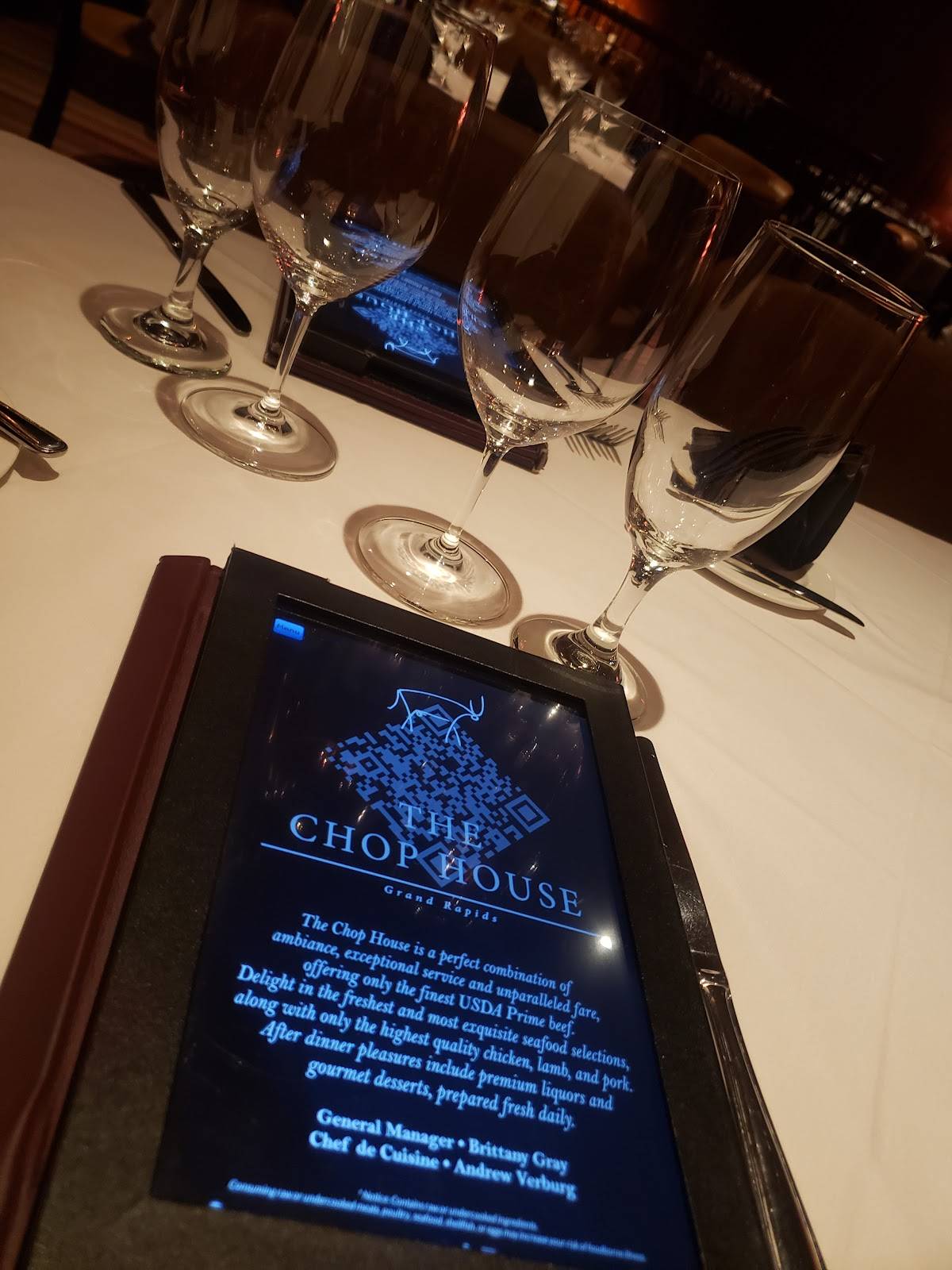 Menu at The Chop House Grand Rapids steakhouse, Grand Rapids