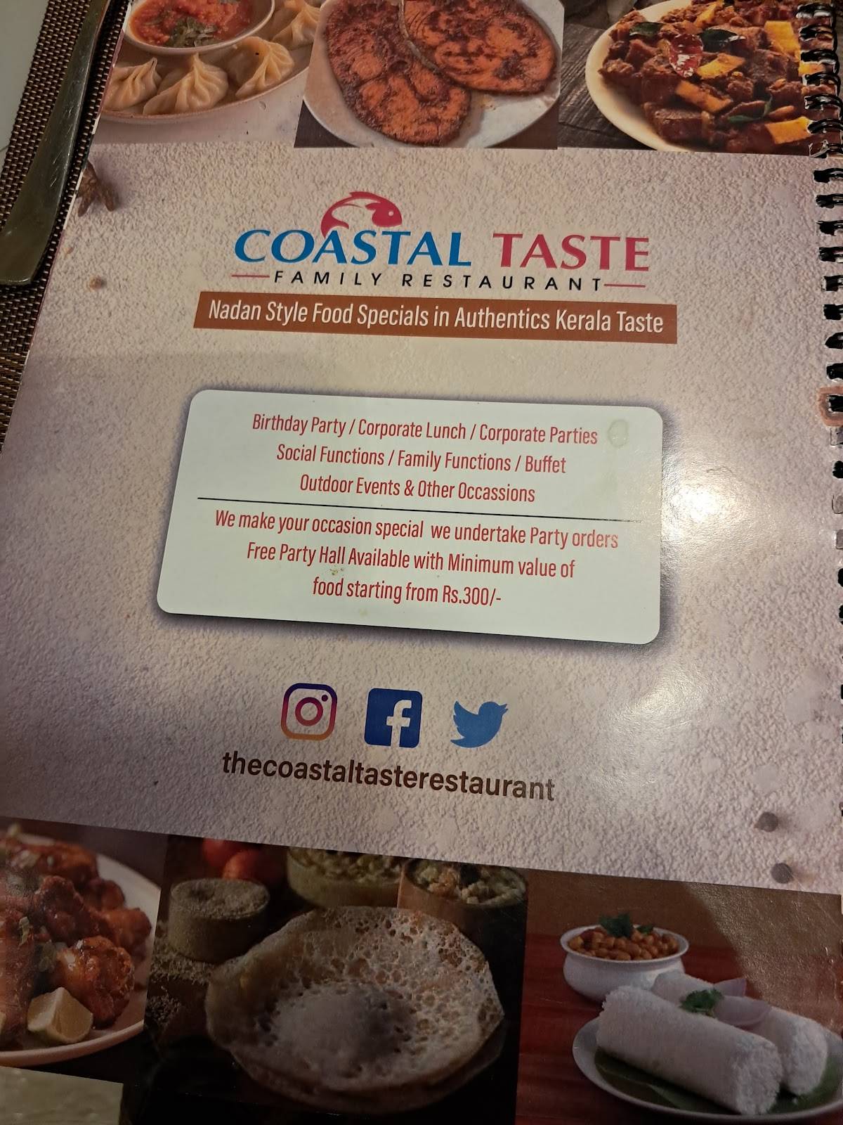The Coastal Taste Family Restaurant menu