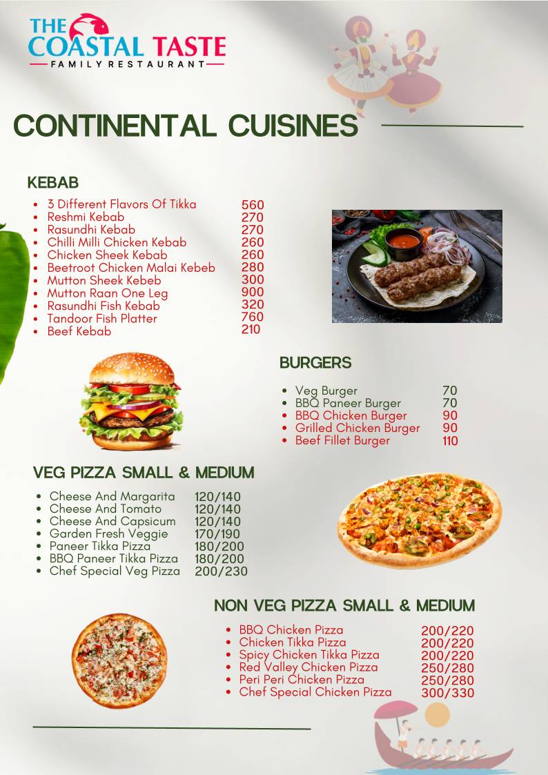 The Coastal Taste Family Restaurant menu