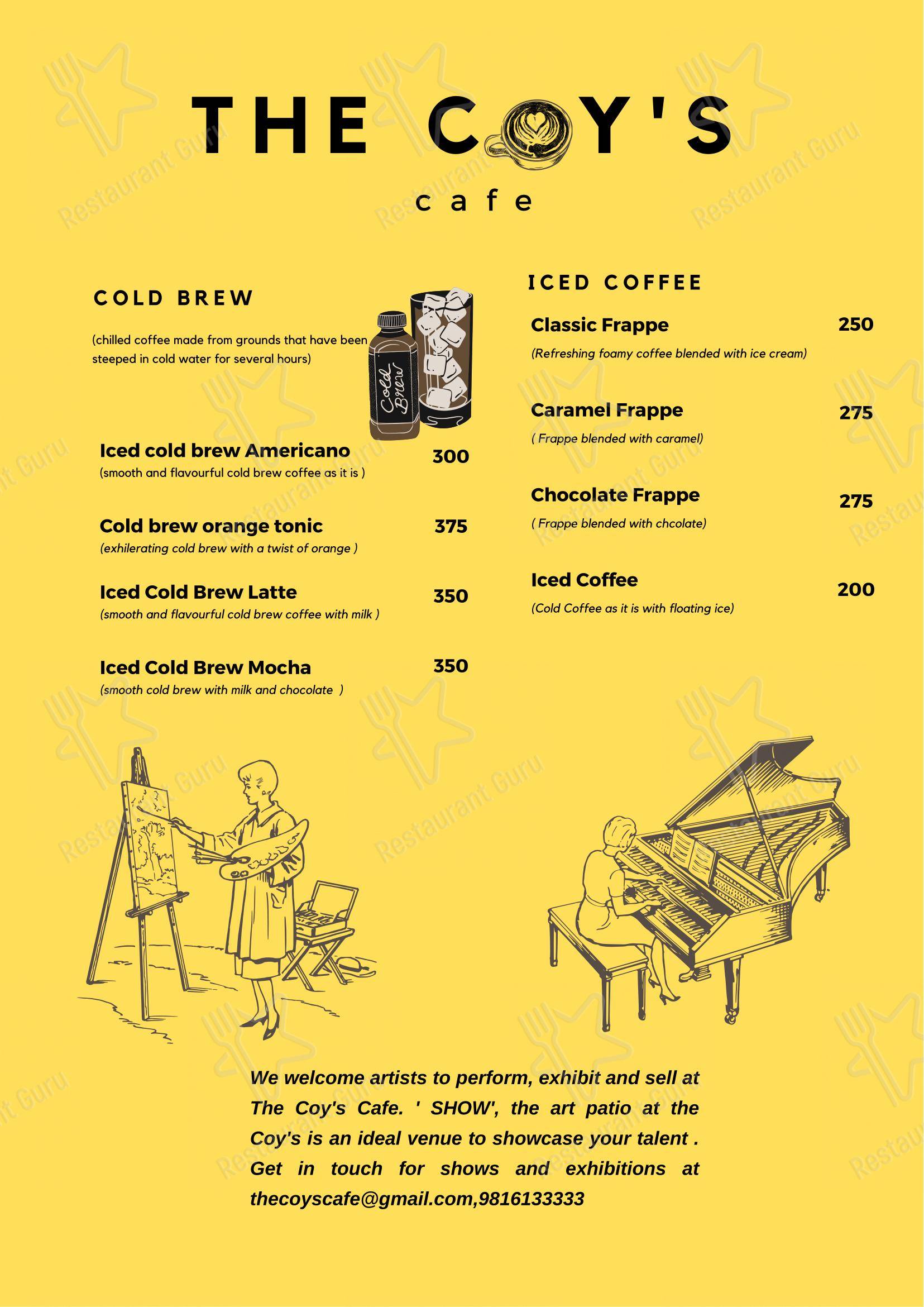 The Coy's cafe in Palampur - Menu