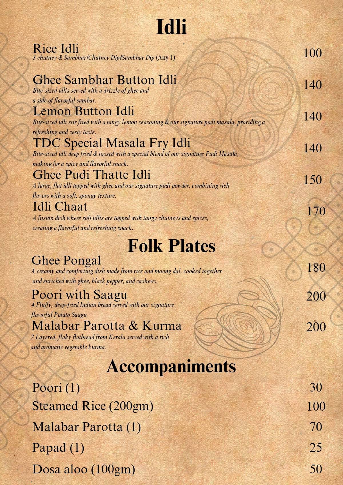 The Dakshiini Cafe Noida sector 18 menu