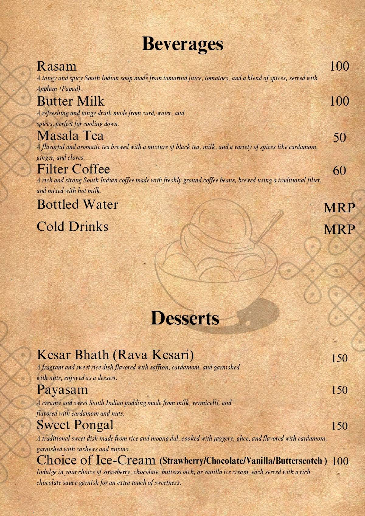 The Dakshiini Cafe Noida sector 18 menu
