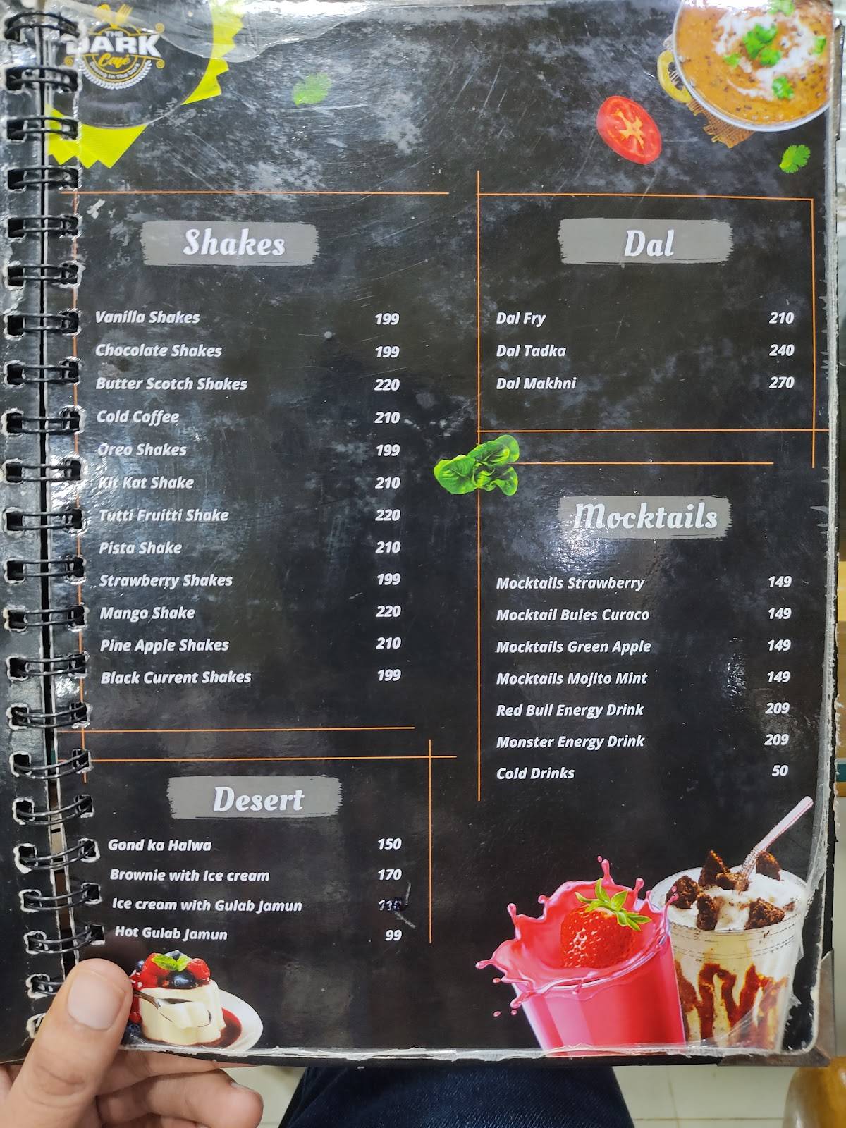 The Dark Cafe & Restaurant menu