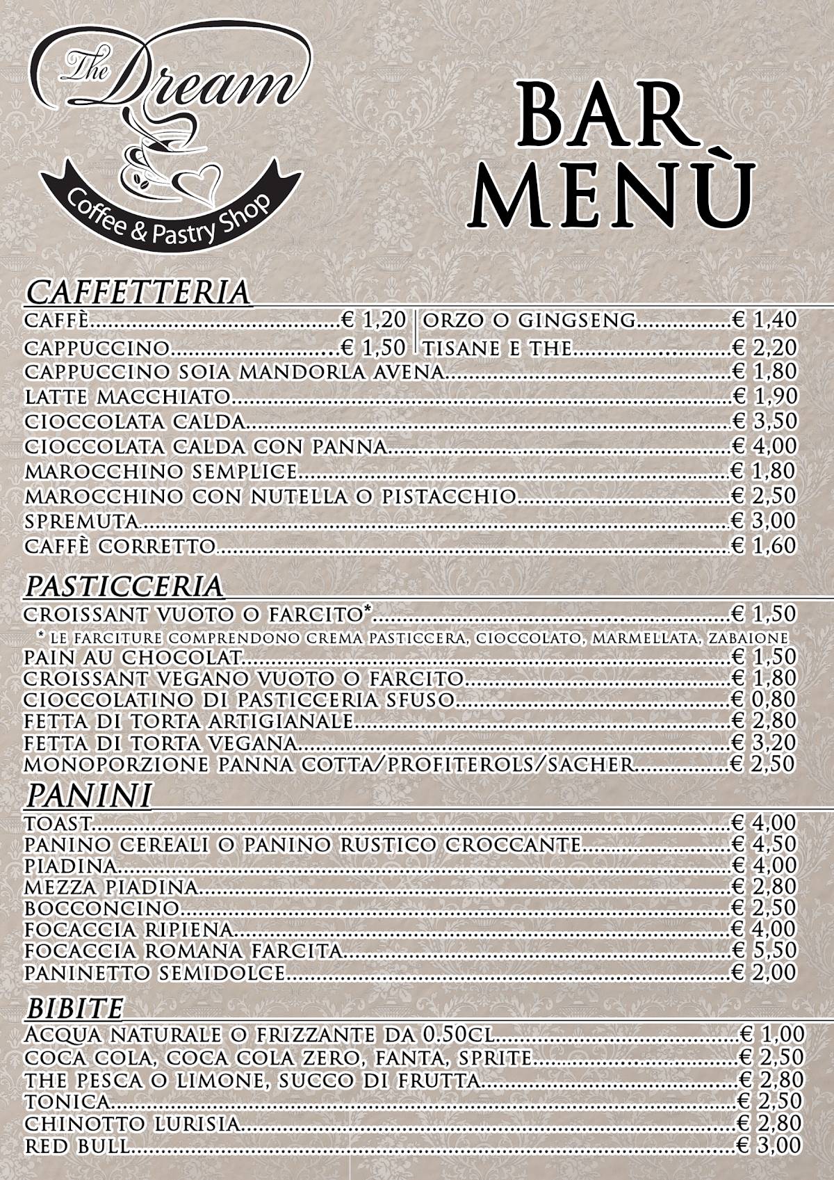 Menu di THE DREAM BAR PERSIAN 
