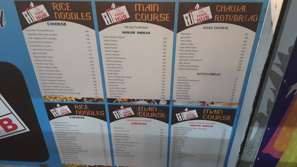 The FOOD HUB menu