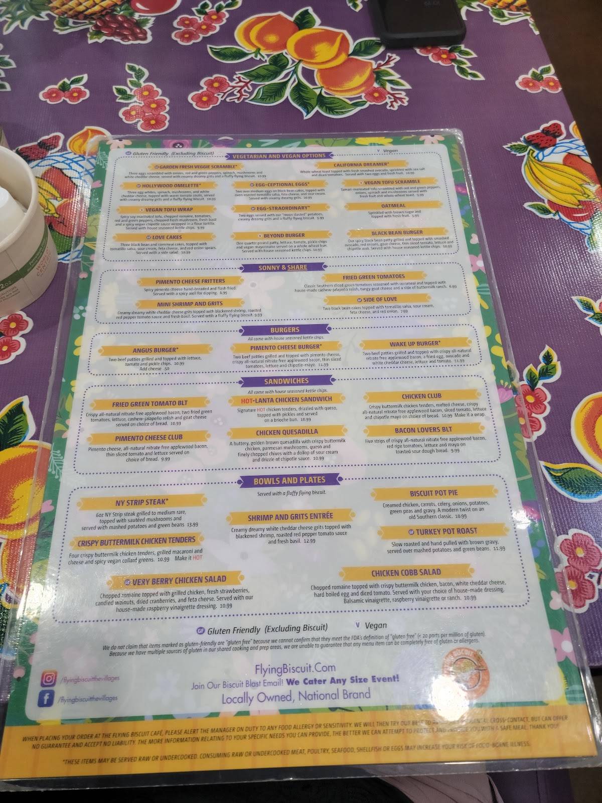 Menu at The Flying Biscuit Cafe, The Villages