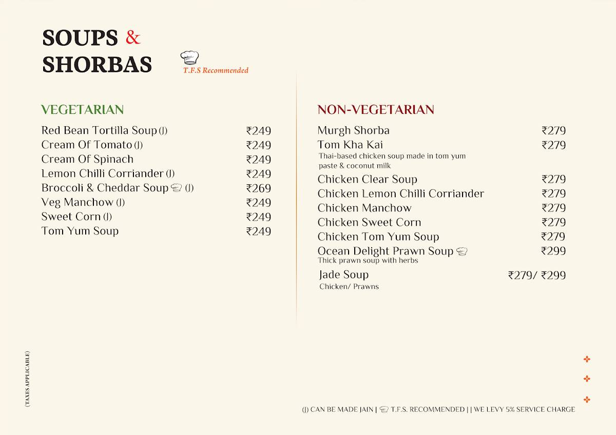 The Food Studio menu