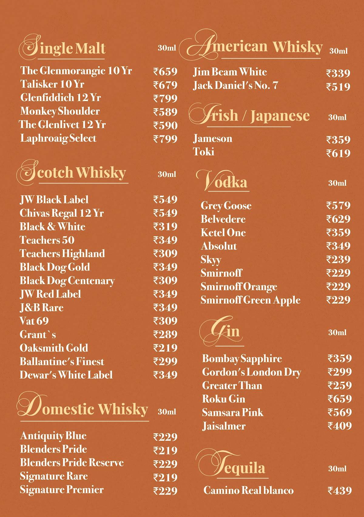 The Food Studio menu