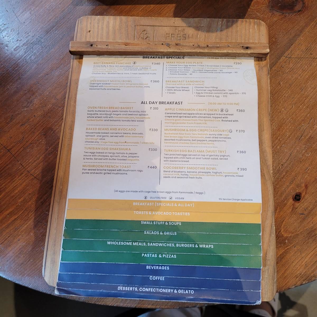 The Fresh Factory menu